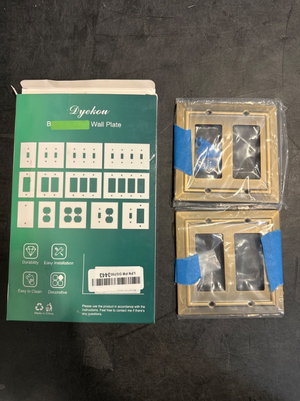 Photo 1 of Dyekou Metal Wall Plate for Electrical Outlets, Decorative Antique Brass Switch Plates Outlet Cover, Light Switch Cover Plate, 1-Gang Wall Plates (Single Decoretor, 6 Pack)