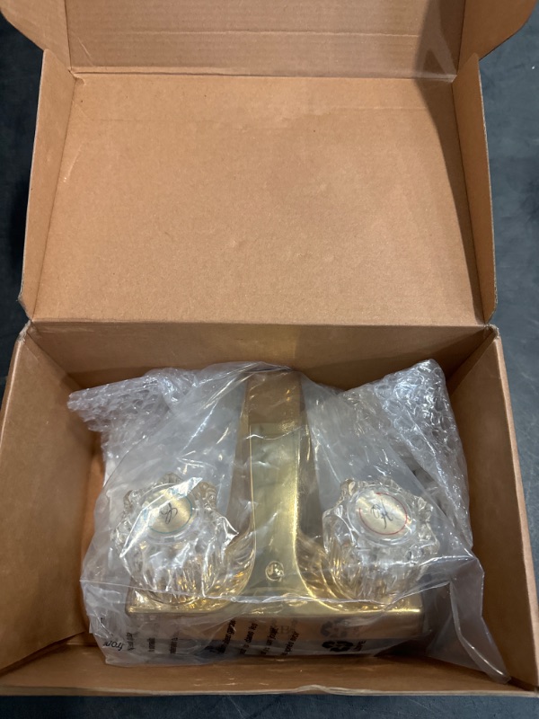 Photo 1 of Kingston Brass KB102LP Twin Acrylic Handle Center Set Faucet without Pop-Up, 3-3/8", Polished Brass