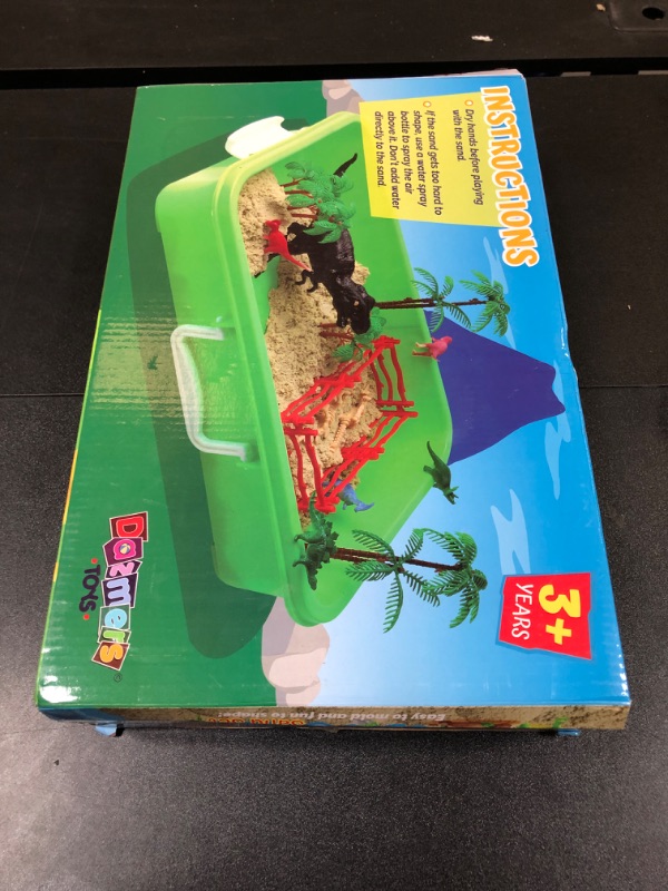 Photo 3 of Dinosaur Play Sand Kit - 2 Bags of Sand and 34 Pieces - Feels Like Wet Sand Without The Mess - Comes with Bin