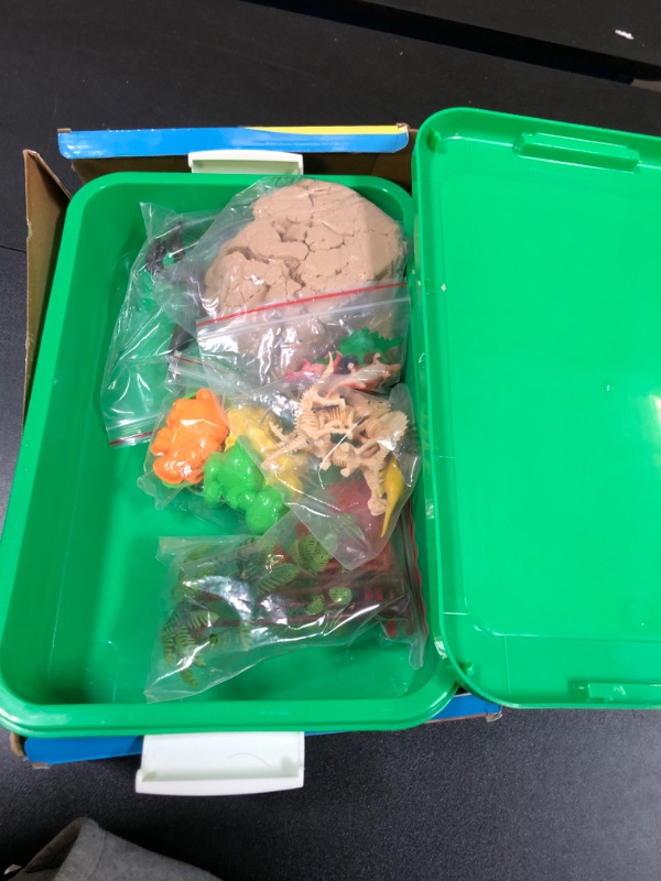 Photo 2 of Dinosaur Play Sand Kit - 2 Bags of Sand and 34 Pieces - Feels Like Wet Sand Without The Mess - Comes with Bin