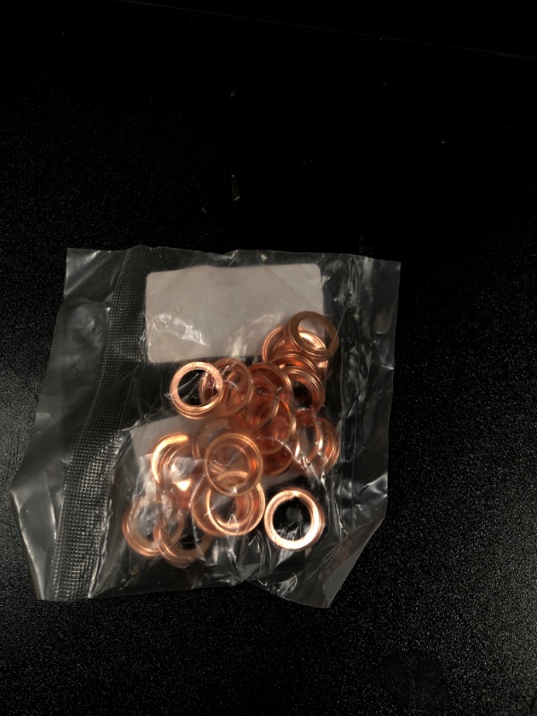 Photo 2 of Crynod Pack-24 Oil Drain Plug Gaskets, O Shape Sealing Rings, Copper Washers, Auto Replacement Parts, Compatible with Qashqai X-Trail, New Teana, New Sunshine, Liwei Sylphy, Tiida, Nissan (Silver)