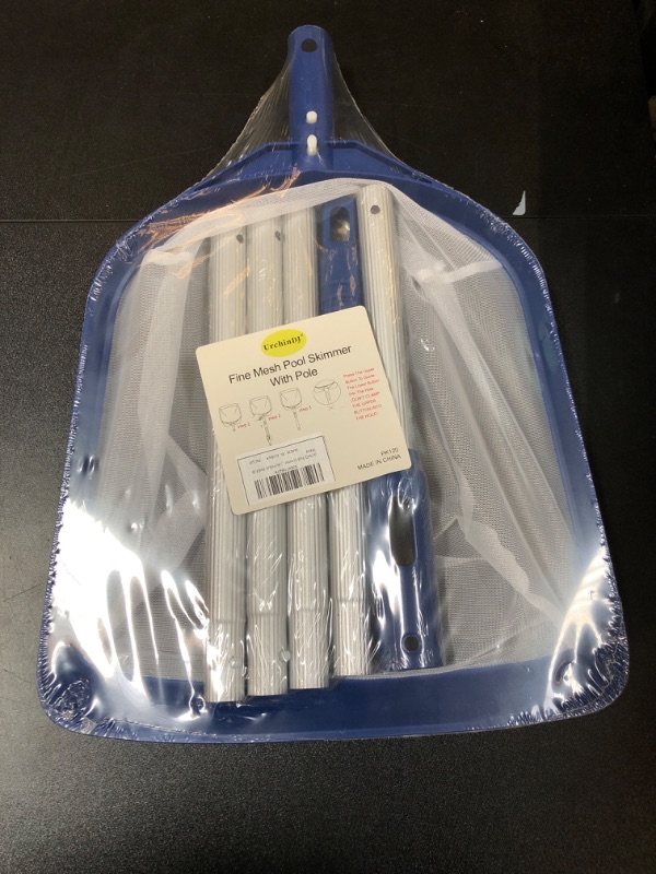 Photo 1 of Pool Skimmer Net with Pole, Ultra Fine Mesh Pool Nets for Cleaning with pole, Semi-deep Bag Pool Net Skimmer for Above Ground and Inground Pools, Pool Leaf Net with Sturdy Aluminium Pool Pole
