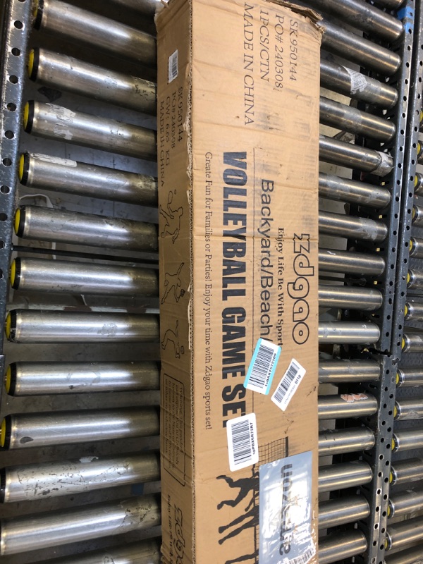 Photo 1 of Outdoor Portable Volleyball Net System - Adjustable Height Poles with Soft Volleyball Ball, Pump, Hammer, Boundary Line, and Carry Bag for Backyard, Beach, Lawn