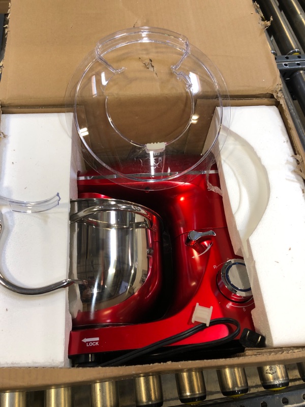 Photo 2 of Seedeem Stand Mixer, 6Qt Electric Food Mixer, 660W 6-Speeds Tilt-Head Dough Mixers with Dishwasher-Safe Dough Hook, Wire Whip & Beater for Daily Use, red (damage)