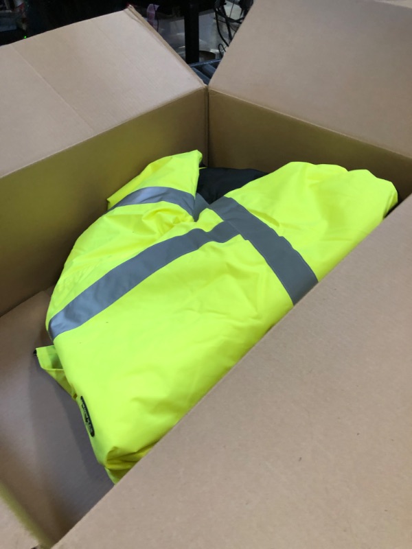 Photo 3 of Pyramex Safety RJ3210M Safety Bomber Jacket with Quilted Lining, Hi-Vis Lime, Medium