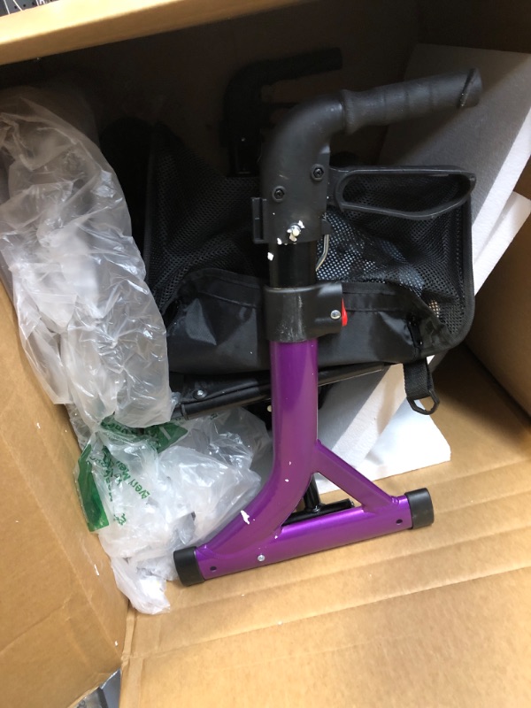 Photo 2 of MAXWALK Walkers for Seniors, Rollator Walker with Seat, 12" Big Rubber Wheels All Terrain Rollator Walker with Backrest, Built-in Cable, Cup Holder, Foldable and Height Adjustment for Seniors, Purple