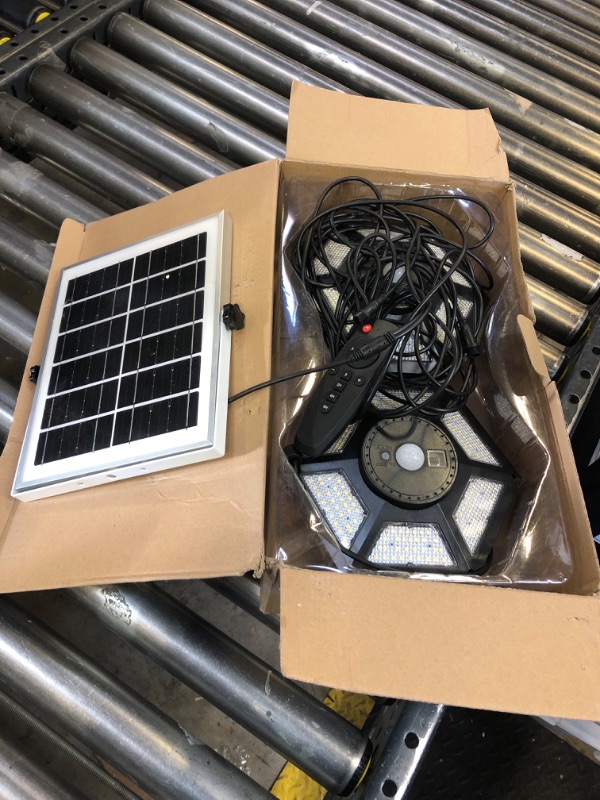 Photo 1 of Yomisga Dual Head Solar Powered Shed Light Daytime Available Solar Pendant Lights Outdoor with Remote Control, Timer & Motion Sensor, 180 LED Solar Indoor Lights for Home, Shop, Garage, Barn…