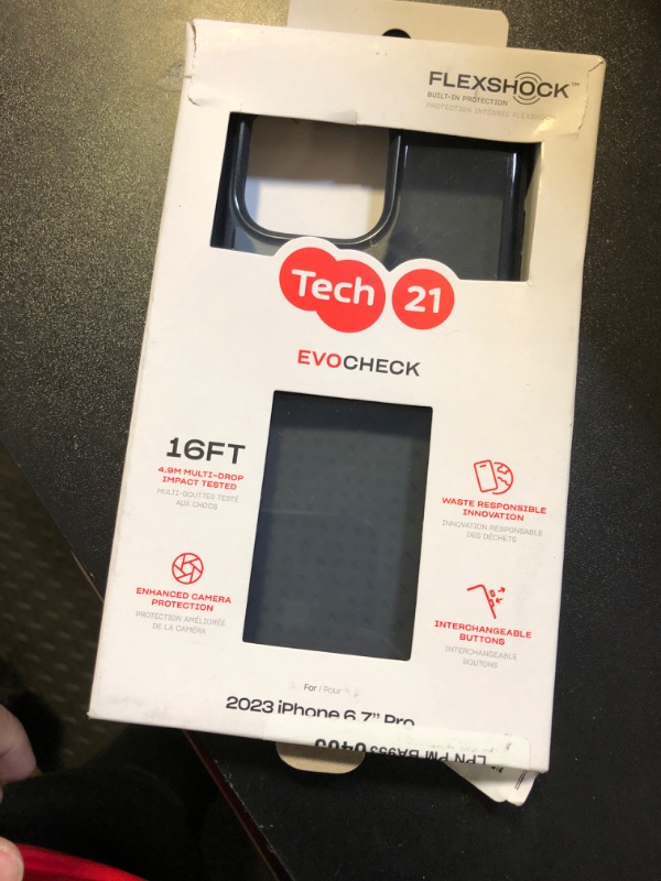 Photo 1 of Tech21 Evo Check case for iPhone 15 Pro Max - Impact Protection Case - Smokey/Black