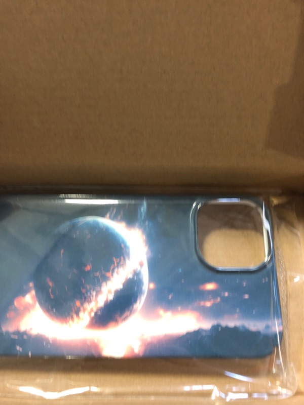 Photo 2 of Vayuixue Flame-Encircled Planet for iPhone 14 Phone Case - Full Protection Spray Paint Anti-Drop Glossy Material Black