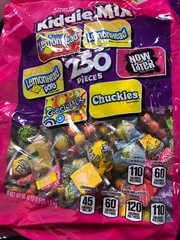 Photo 2 of exp 12/2024-------Lemonhead, Now & Later, Gobstoppers & Chuckles Kiddie Mix, Candy, Chewy and Hard Candy Mix, Individually Wrapped Treats, Variety Pack, Back to School Candy Snack, 3.5 lb Bag (250 Pieces)