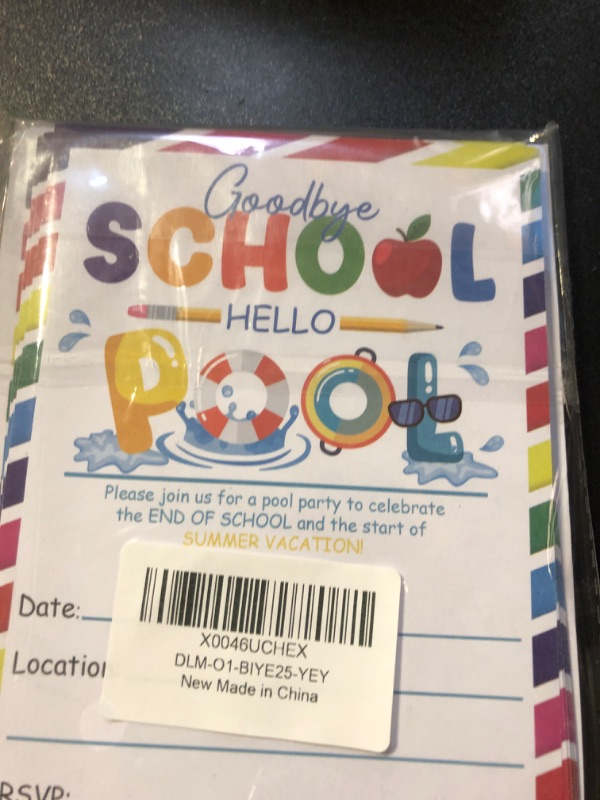 Photo 1 of Cute And Funny End-Of-Term Pool Party Invitations, Cards To Celebrate The Start Of Summer Vacation, 20 Invitation Cards With Envelopes, Invitation Cards For Kids And Parents, Graduation Party Supply