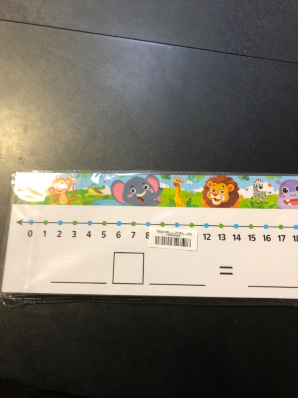 Photo 2 of 28 Pack Number Line Dry Erase Boards Cards 13.8” x 5” Double Sided Writable & Erasable Board 0-10 on One Side & 0-20 on Other Side Math White Board for Kids Students Classroom Home (Jungle Animal)