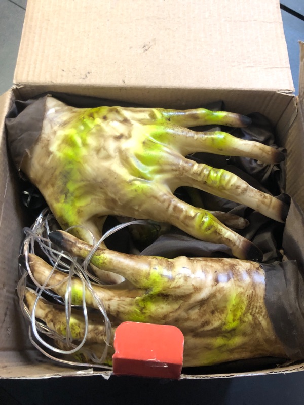 Photo 2 of 5Pack Halloween Zombie Hands Pathway Lights, Battery Operated Waterproof Arms Stake Lights for Halloween Decorations Outdoor Garden Yard Pathway Decor - Hands