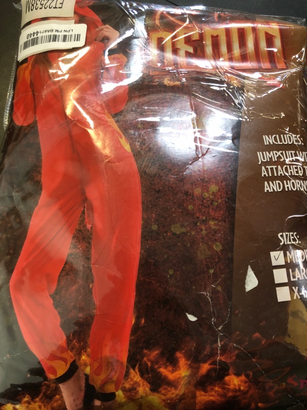 Photo 2 of ReneeCho Women Devil Pajamas Halloween Costume Onesie Red Demon Jumpsuit