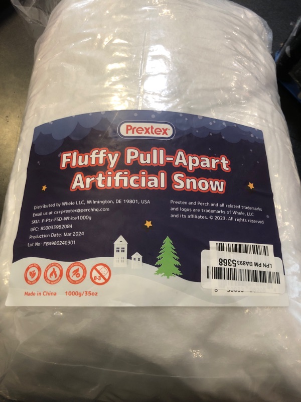 Photo 2 of PREXTEX Pull-Apart Artificial Snow, 1000g/35oz - Fake Snow Decoration, Clouds for Room Ceiling, Cloud Decorations, Instant Snow Cotton Cloud Fluff, Christmas Village Sets, White Christmas Decorations