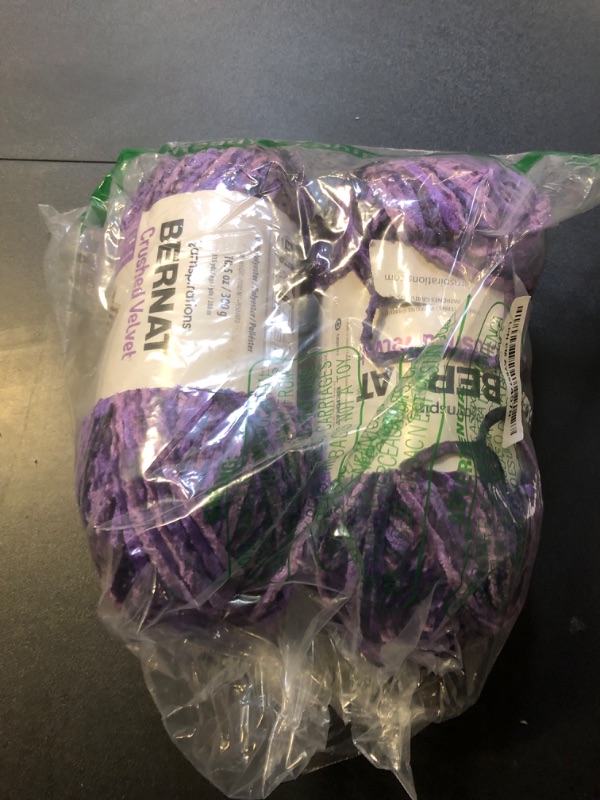 Photo 2 of Bernat Crushed Velvet Potent Purple Yarn - 2 Pack of 300g/10.5oz - Polyester - 5 Bulky - 315 Yards - Knitting/Crochet