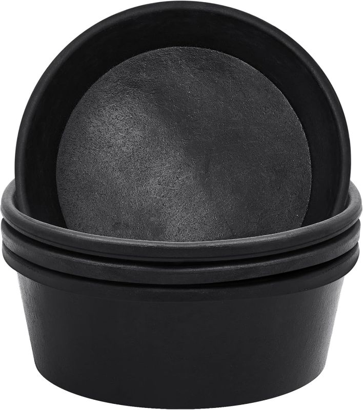 Photo 1 of Sadnyy 4 Pcs Rubber Feeder Pan, 4 Quart Rubber Feed Pan Utility Horse Feed Bucket Rubber Dog Bowl Horse Feeder for Cats Dogs Goats Horses Chicken Dust Bath Container Animal Feeding, 10.6 x 4.1 Inch
