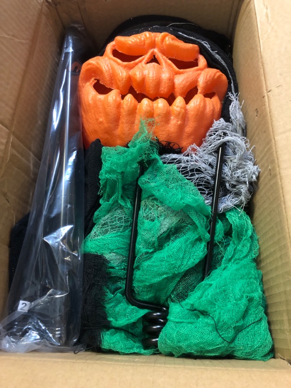 Photo 2 of 6.89 FT Large Halloween Animatronics Animated Pumpkin Decor with Sound Activation Halloween Outdoor Decorations, Light Up Halloween Skeleton for Yard Props Home Haunted House Holiday