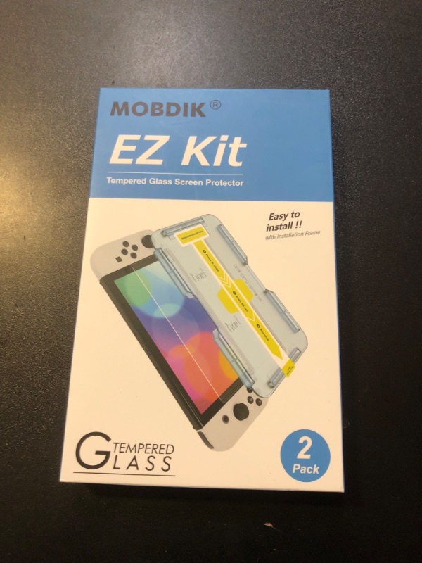 Photo 2 of MOBDIK Tempered Glass Screen Protector for Nintendo Switch OLED Model 2021 EZ Kit, Automatic Alignment, 2 Pack