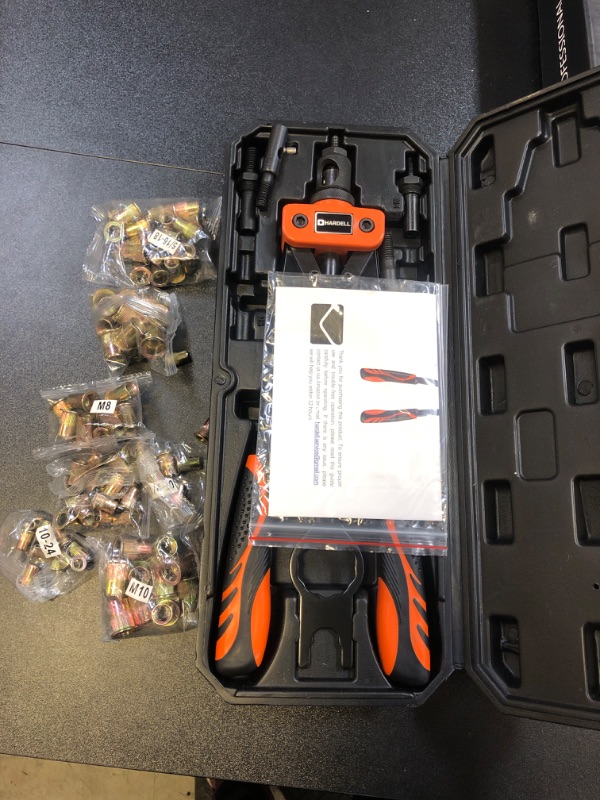 Photo 3 of HARDELL 14" Rivet Nut Tool, Hand Rivet Tool Kits with 100Pcs Rivet Nuts and 7 Metric & Inch Mandrels M6 M8 M10, 1/4-20, 5/16-18, 3/8-16, 10-24 and Rugged Carrying Case