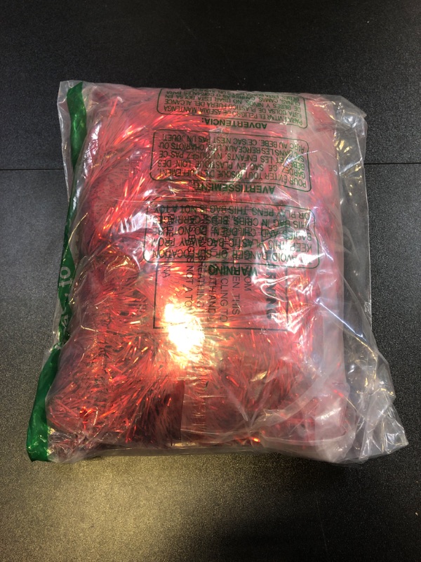 Photo 2 of 3 Packs Red Tinsel Super Duper Thick Tinsel Garland 50 Ft Total (Red, 3 Pack of 25 ft. Tinsel, 75 Ft. Total) 3 Red Packs