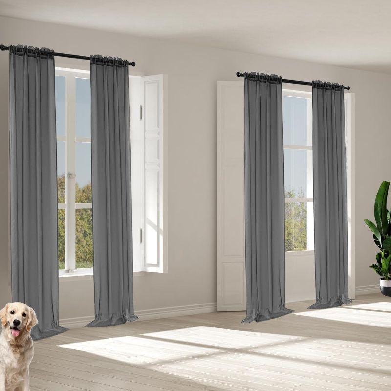 Photo 1 of Closet Curtains, Sheer Curtains 84 Inches Long 2 Panels,W37xL84, Room Privacy Separation Dustproof Bedroom Wardrobe Living Room Curtains, Grey