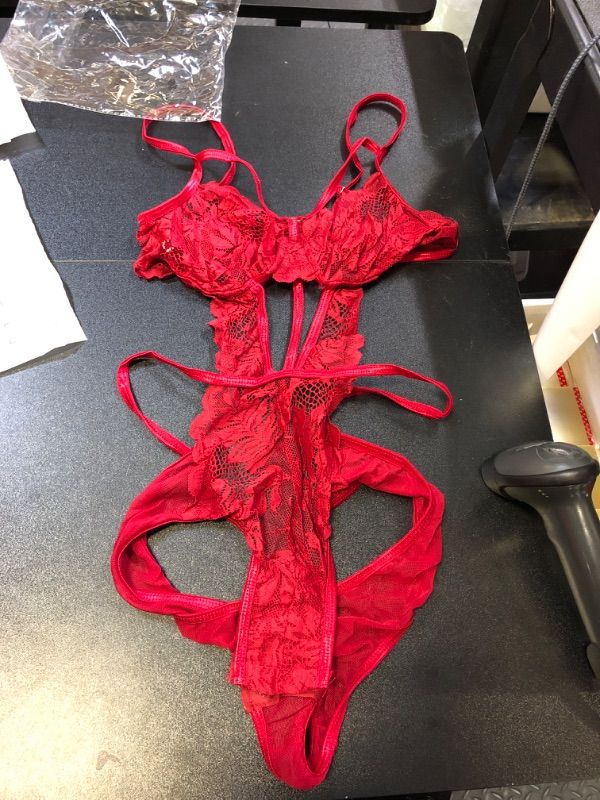 Photo 2 of Cute Red Women's Lingerie, Snap Slim fit suit, Size Medium