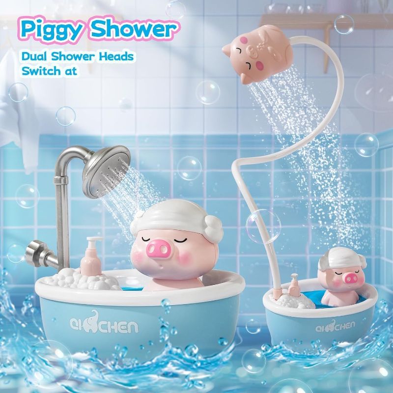 Photo 1 of Bathtub Toy with Shower Water Feature for Children,Battery Operated Water Jet Shower Tap,Piglet Sprinkler Bath Toy with 2 Water Nozzles ,Ideal Gifts for Kids