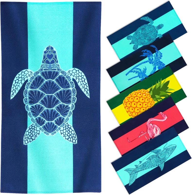 Photo 1 of Oversized Terry Beach Towel 36 x 70 in Soft Extra Large Pool Swim Clearance Towels for Adults Gift Big XL Travel Blanket Cruise Must Haves Vacation Accessories Essentials Gear Stuff Turtles