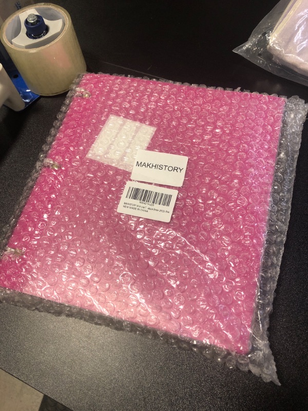 Photo 1 of MAKHISTORY All-in-one Telescoping Binder Notebook 2PCS, Refillable 3 Ring Binder with Clear Front Cover+Catalog Pocket+5 Subject Dividers+1 Movable Pocket Folder+60 Sheets Notepaper, Pink