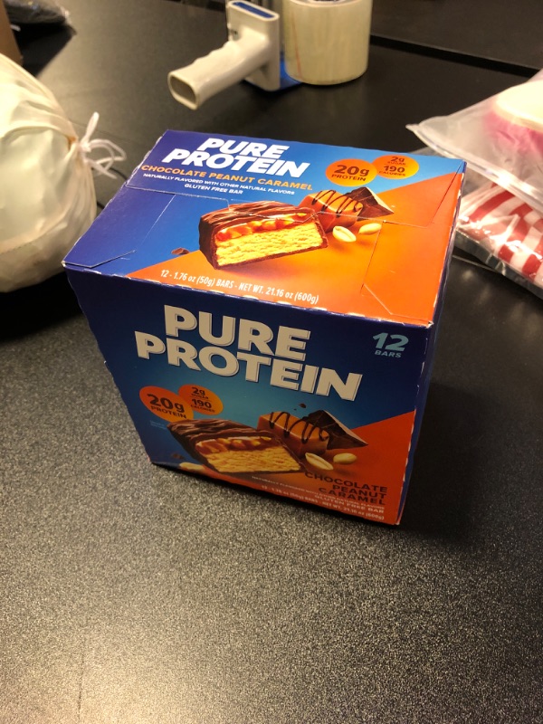 Photo 2 of Pure Protein Bars, High Protein, Nutritious Snacks to Support Energy, Low Sugar, Gluten Free, Chocolate Peanut Caramel, 1.76oz, 12 Count (Pack of 1) (Packaging May Vary) Chocolate Peanut Caramel Chocolate Peanut Caramel 12 Count (expires aug 2025)