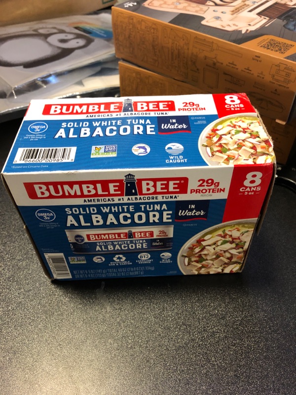 Photo 2 of Bumble Bee Solid White Albacore Tuna in Water 5 oz Can (Pack of 8) - Wild Caught Tuna - 29g Protein per Serving - Non-GMO Project Verified Gluten Free Kosher - Great for Tuna Salad and Recipes Best By May 2027