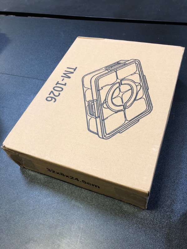 Photo 1 of Divided Serving Tray with Lid & Handle - Snackle Box Container Organizer for Fruit, Candy, Nuts,Snacks - 8 Compartments Serving Platter for Picnic, Party, and Travel