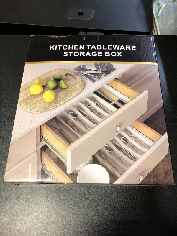 Photo 1 of JULEHUI Silverware Organizer - Expandable Kitchen Utensil Drawer Organizer - Food Grade Plastic Cutlery Tray for Spoons Forks Knives