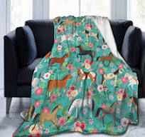 Photo 1 of Majoug Flower Horse Throw Blankets Flannel Fur Blanket 60"X50" for Bedding,Couch,Sofa,Bed,Warm Throw Blanket for Kids Room A Great Gift Decorations