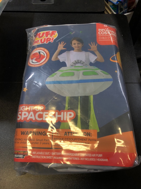 Photo 1 of Spooktacular Creations Kids Inflatable Costumes, Light-Up Spaceship Halloween Inflatable Costume with Long Tentacles Headband, Blow-up Costumes for Halloween Cosplay Party, Themed Party