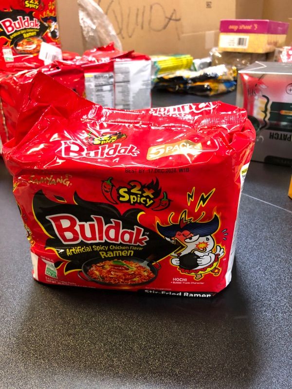 Photo 1 of Samyang Buldak Spicy Ramen, Hot Chicken Ramen, Korean Stir-Fried Instant Noodle, 2X Spicy, 1 Bag with 5 Pack exp dec 2024