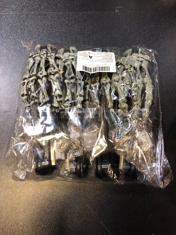 Photo 1 of Halloween Lighted Skeleton Hands Set, Sinranac 4 Pack Light Up Skeleton Arm Stakes, 4 x 3m 240 LED Green & Warm Lights with 3 Modes, Realistic Halloween Yard Outdoor Decorations Graveyard Garden