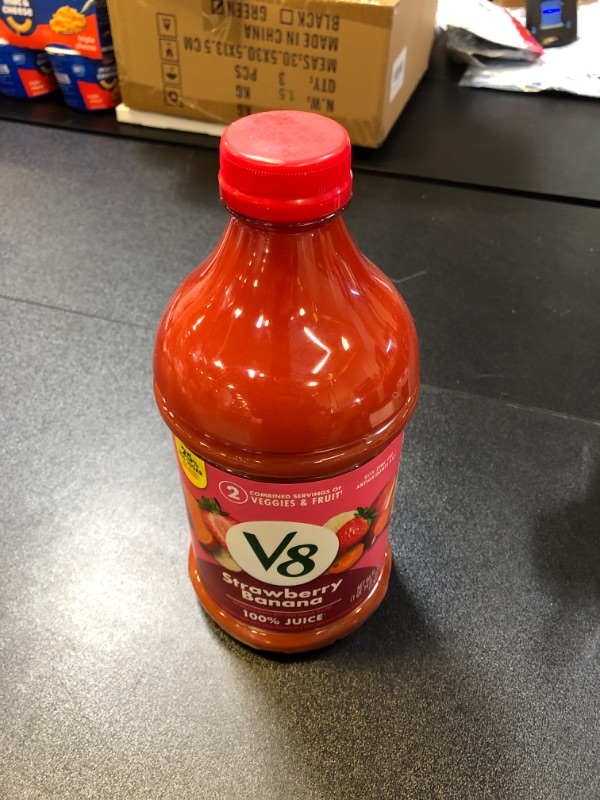 Photo 2 of V8 Strawberry Banana 100% Fruit and Vegetable Juice, 46 fl oz Bottle BB JAN2025