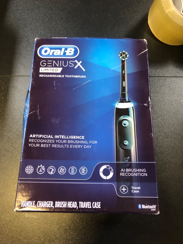 Photo 2 of Oral B GENIUS X LIMITED, Rechargeable Electric Toothbrush with Artificial Intelligence, 1 Brush Head, 1 Travel Case, Midnight Black