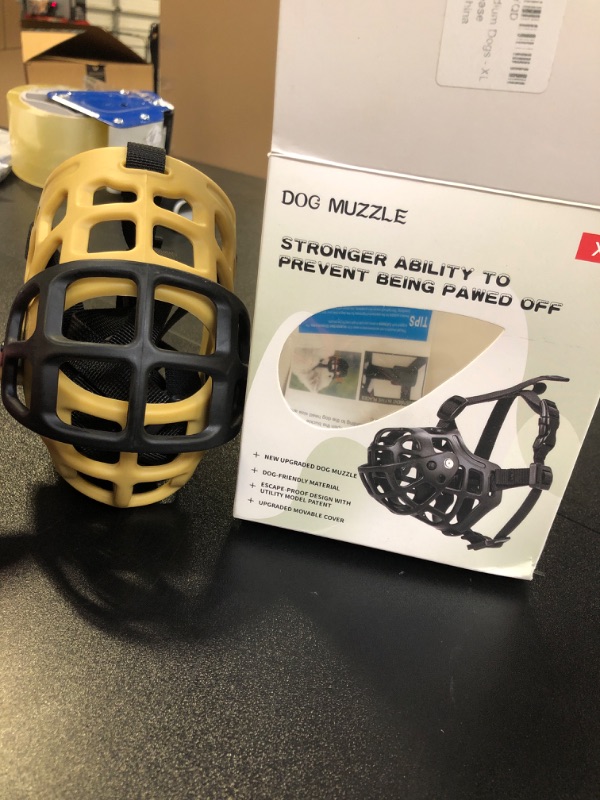 Photo 1 of Dog Muzzle, ø13.38 Basket Muzzle for XLarge Dogs, Dog Mouth Guard for Biting, Chewing and Scavenging, Humane Cage Mouth Cover, Bozales para Perros, Adjustable Breathable Soft Basket Muzzle for Dogs