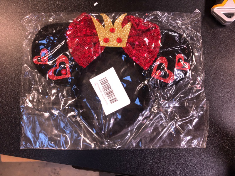 Photo 2 of 1 CLGIFT Halloween Minnie Ears, Orange Minnie Ears, Black Web Mickey Ears Headband, Halloween Minnie Costume, Jack (Queen of Hearts) 