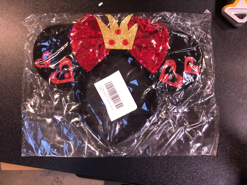 Photo 1 of 1 CLGIFT Halloween Minnie Ears, Orange Minnie Ears, Black Web Mickey Ears Headband, Halloween Minnie Costume, Jack (Queen of Hearts)