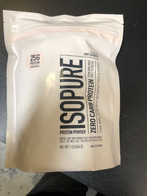 Photo 2 of Isopure Zero Carb 100% Whey Protein Isolate Unflavored Protein Powder - 16oz Expiration 09-17-2026