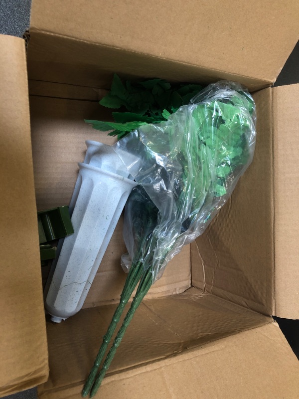 Photo 1 of Decorniqu Artificial Cemetery Flowers with Vase 2 Sets Memorial Flowers Artificial Rose Lily Bouquet Graveyard Memorial Flowers for Cemetery Headstones Grave Memorials Decoration