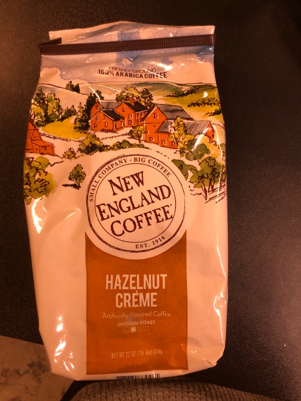 Photo 2 of New England Coffee Hazelnut Crème Medium Roast Ground Coffee, 22oz Bag (Pack of 1) EXP 07-24-2025