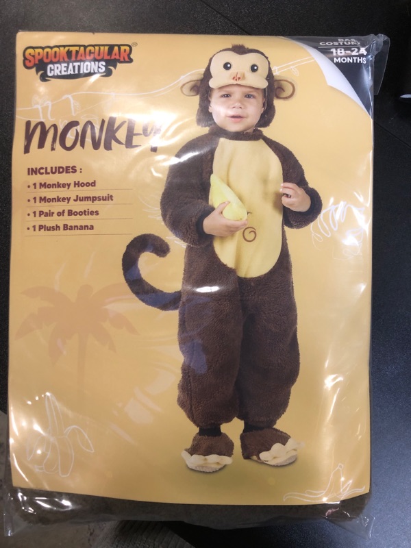 Photo 2 of Spooktacular Creations Halloween Toddler Monkey Costume Set with Toy Banana for Infant, Kids, Baby Halloween Dress Up, Safari Themed Parties (Baby Size 18-24 Months)