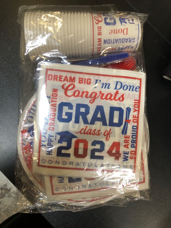 Photo 2 of Graduation Party Plates and Napkins,2024 Graduation Party Supplies Red and Blue Congrats Grad Tableware Set,Class of Paper Plates Napkins for High School University College Decorations,Serves 20