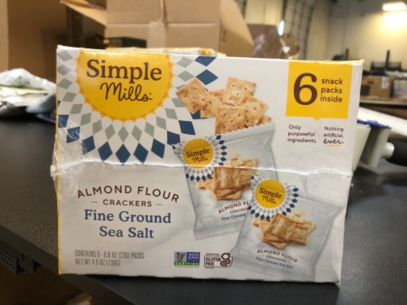 Photo 2 of Simple Mills Almond Flour Crackers, Fine Ground Sea Salt Snack Packs - Gluten Free, Vegan, Healthy Snacks, 4.9 Ounce (Pack of 3) EXP 11/26/2024