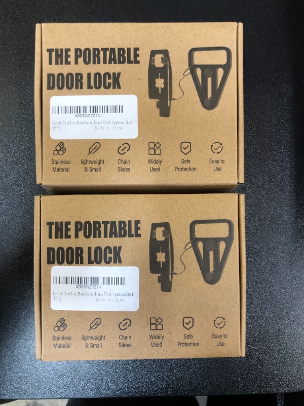 Photo 2 of 2 Box of Portable Door Lock,Hotel Room Door Lock Provide Extra Privacy and Security, Metal Door Lock Suitable for Home, Hotel, Apartment, Black